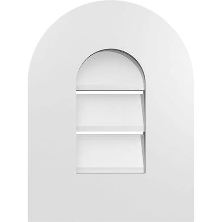 Ekena Millwork Round Top Surface Mount PVC Gable Vent: Functional, w/ 3-1/2"W x 1"P Standard Frame, 12"W x 16"H GVPRT12X1601SF